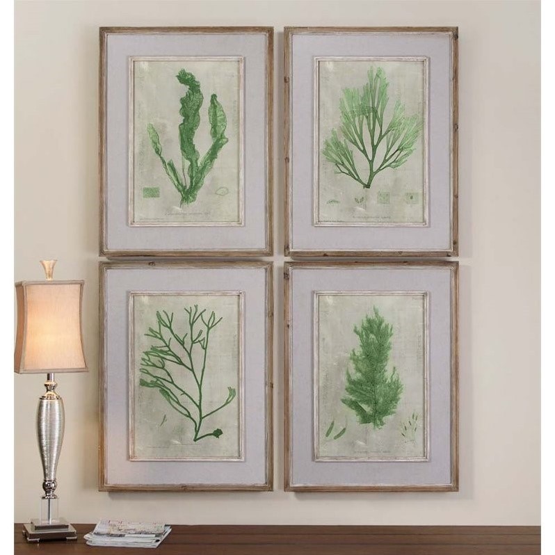 Uttermost Emerald Seaweed Framed Art (Set of 4) 51092