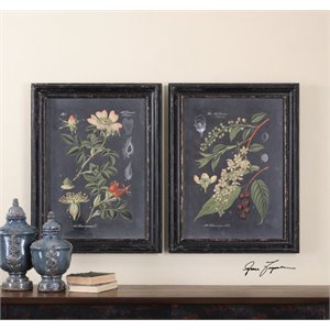 Uttermost Midnight Botanicals MDF Wood Wall Art in Multi-Color (Set of 2)