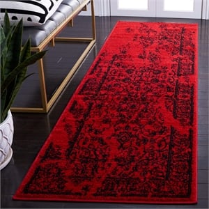 Safavieh Adirondack 2'6&quot X 12' Power Loomed Rug in Red and Black