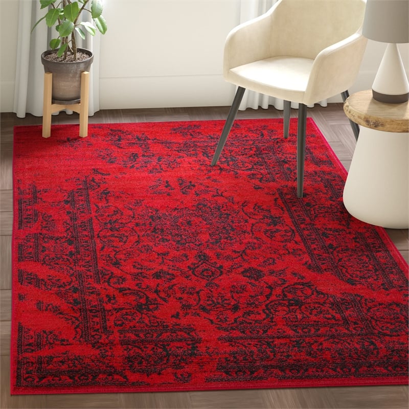 Safavieh Adirondack 3' X 5' Power Loomed Rug in Red and Black