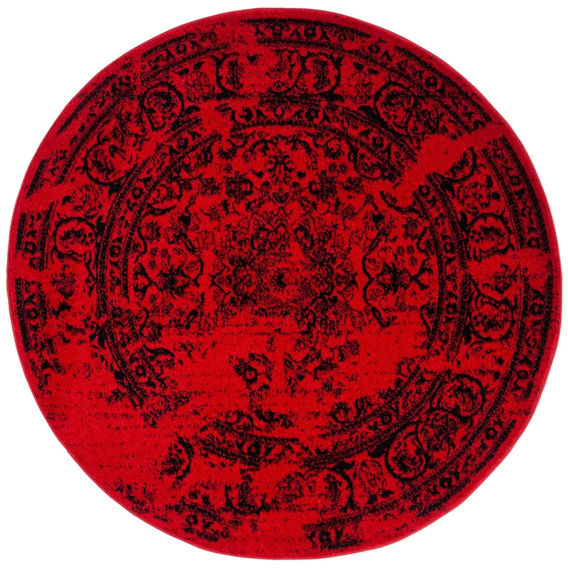 Safavieh Adirondack 4' Round Power Loomed Rug in Red and Black