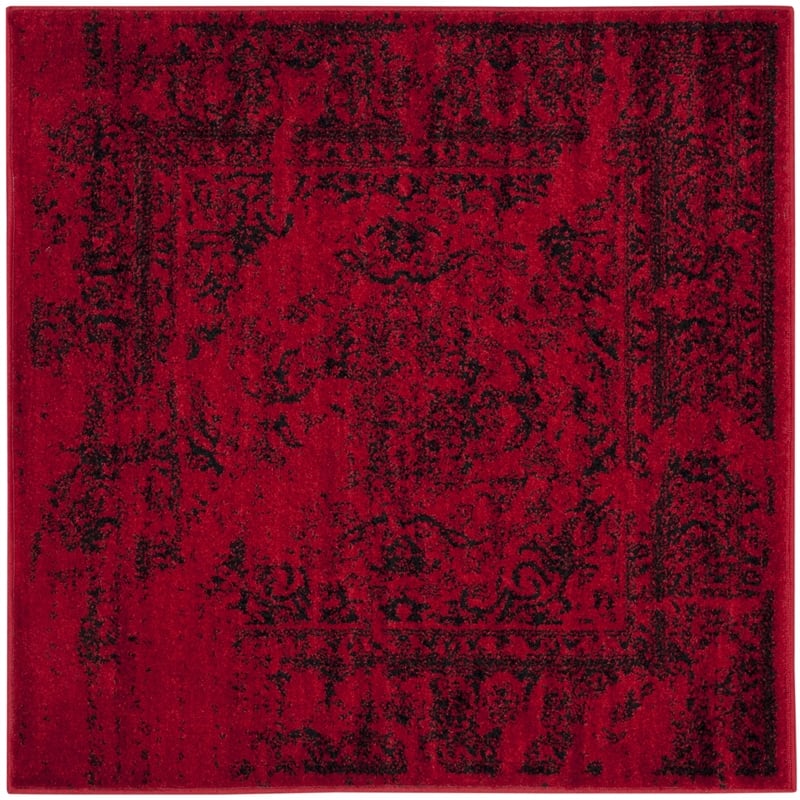 Safavieh Adirondack 4' Square Power Loomed Rug in Red and Black
