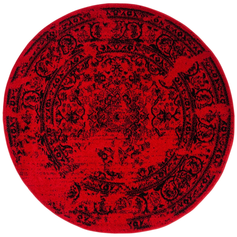 Safavieh Adirondack 6' Round Power Loomed Rug in Red and Black