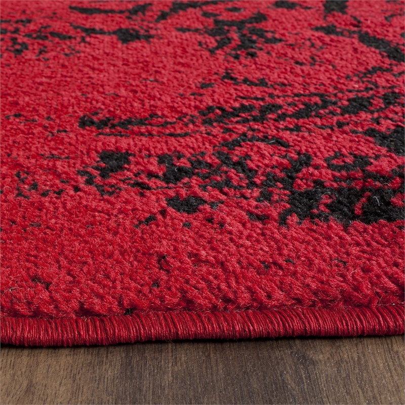 Safavieh Adirondack 6' Round Power Loomed Rug in Red and Black