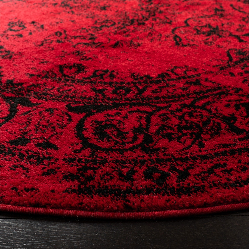 Safavieh Adirondack 6' Round Power Loomed Rug in Red and Black