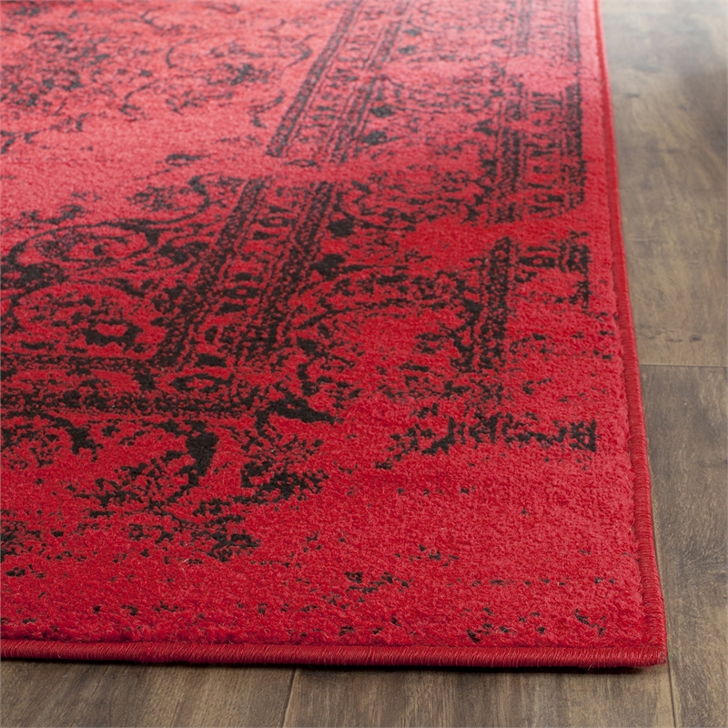 Safavieh Adirondack 6' Square Power Loomed Rug in Red and Black