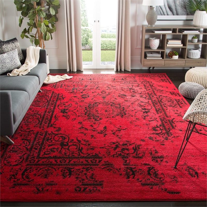 Safavieh Adirondack 8' Square Power Loomed Rug in Red and Black