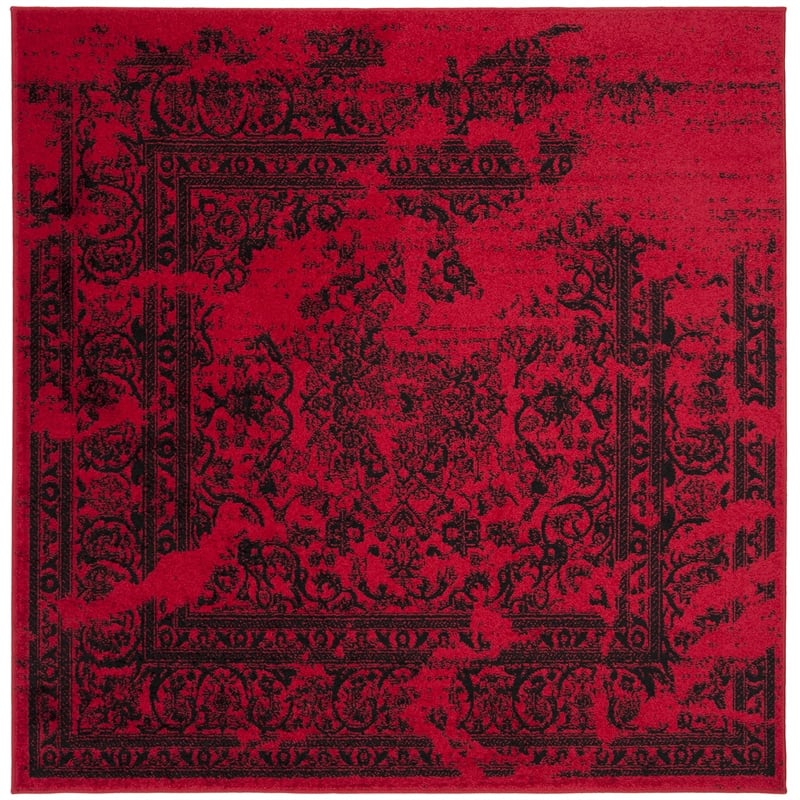 Safavieh Adirondack 8' Square Power Loomed Rug in Red and Black