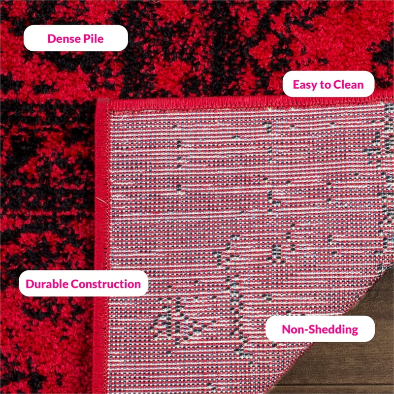 Safavieh Adirondack 8' Square Power Loomed Rug in Red and Black