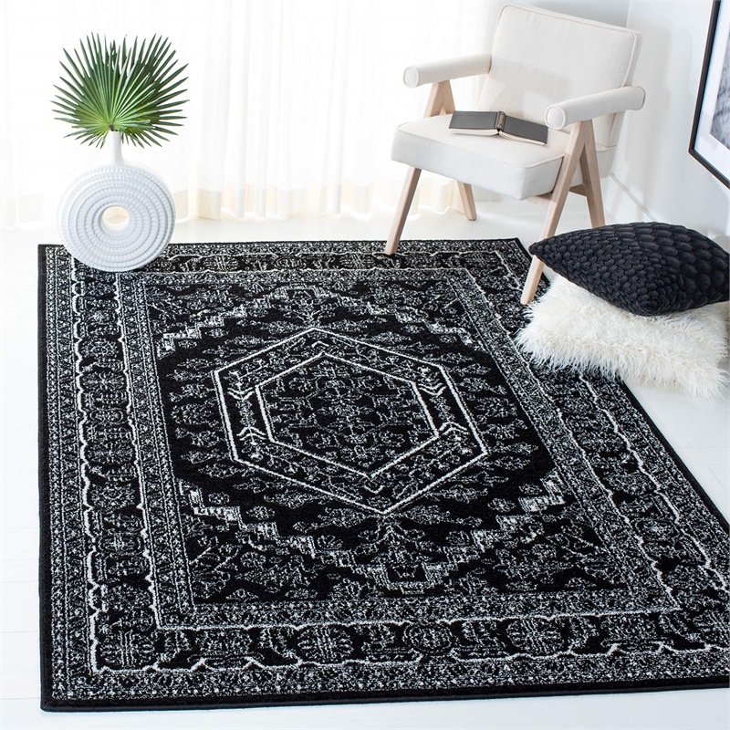 Safavieh Adirondack 4' Square Power Loomed Rug in Red and Black