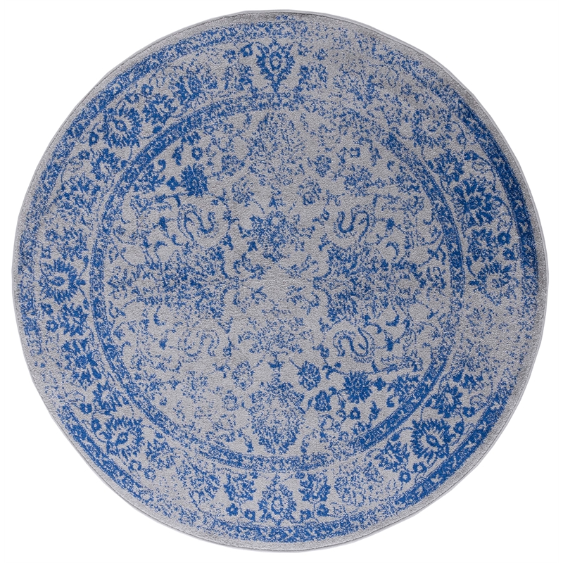 Safavieh Adirondack 4' Round Power Loomed Rug in Gray and Blue