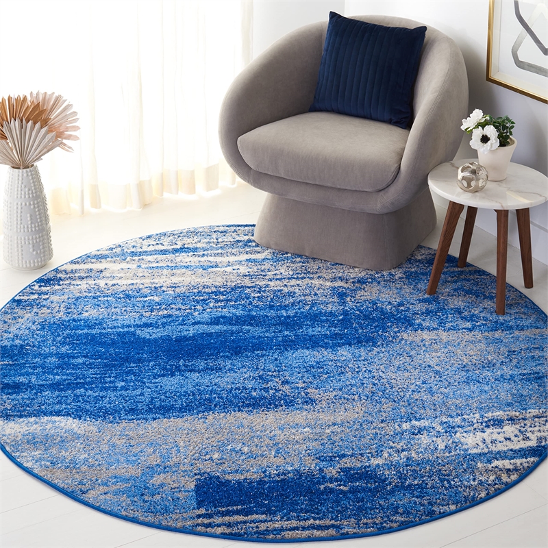 Safavieh Adirondack 4' Round Power Loomed Rug in Silver and Blue