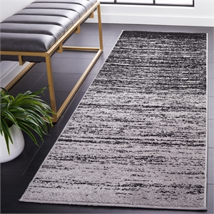 Safavieh Adirondack 2'6&quot X 12' Power Loomed Rug in Silver and Black
