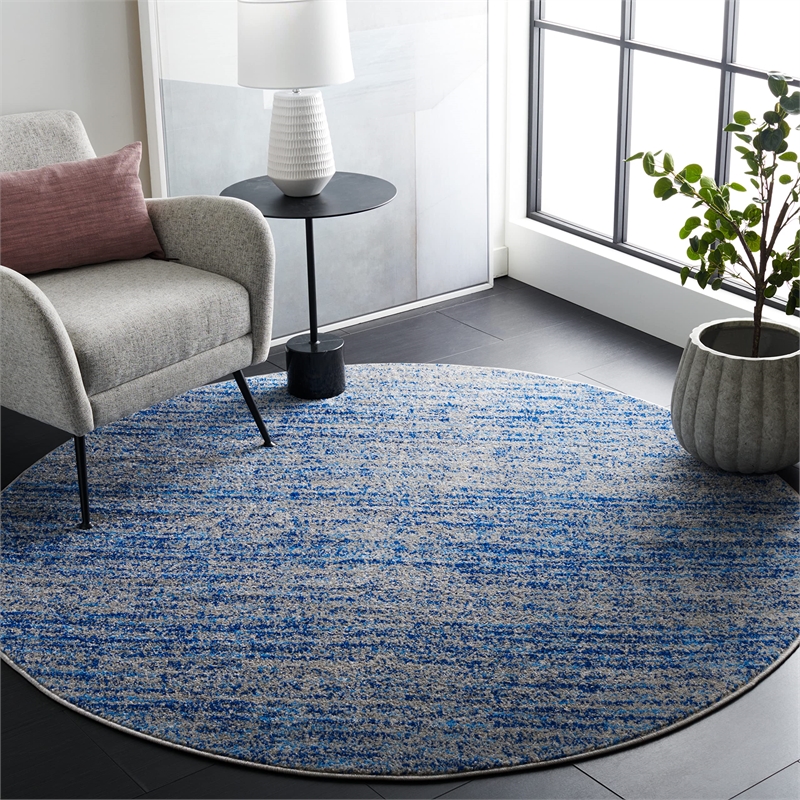 Safavieh Adirondack 6' Round Power Loomed Rug in Blue and Silver