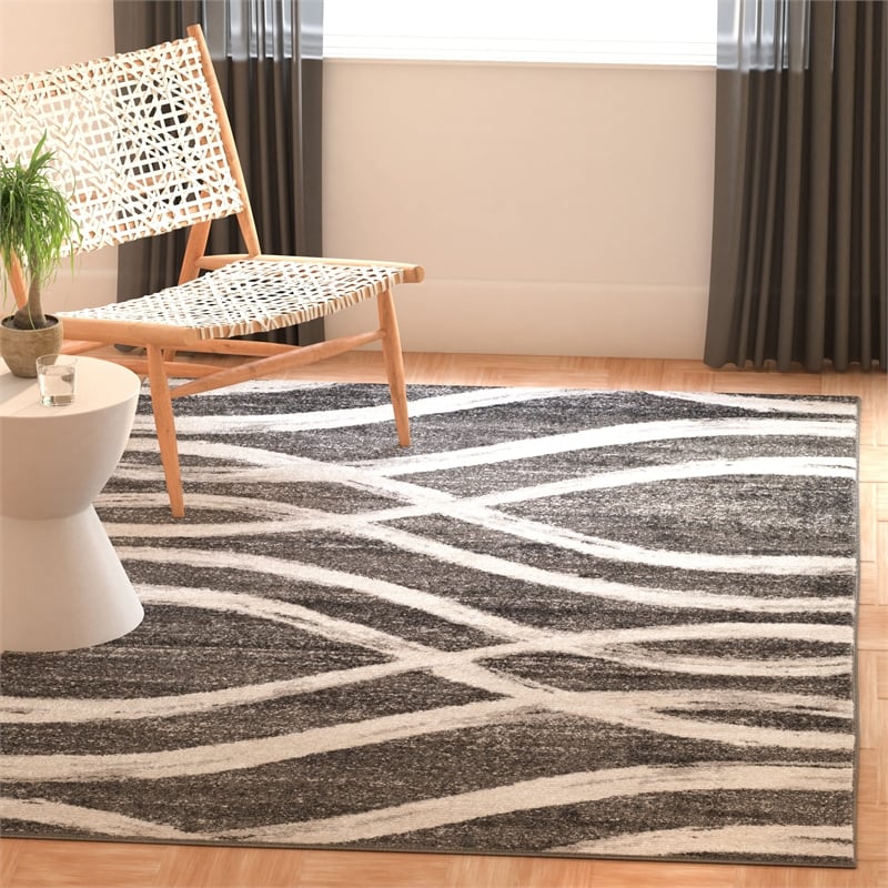 Safavieh Adirondack 3' X 5' Power Loomed Rug in Charcoal and Ivory