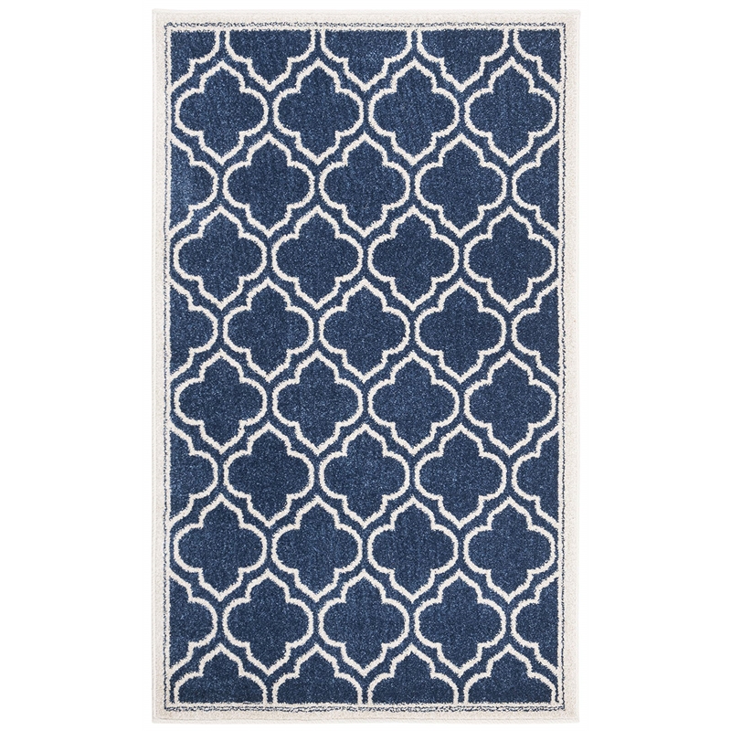 Safavieh Amherst 3' X 5' Power Loomed Rug in Navy and Ivory