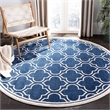 Safavieh Amherst 7' Round Power Loomed Rug in Navy and Ivory