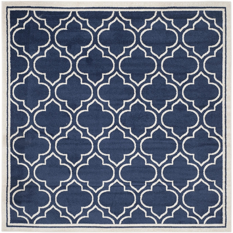 Safavieh Amherst 7' Square Power Loomed Rug in Navy and Ivory