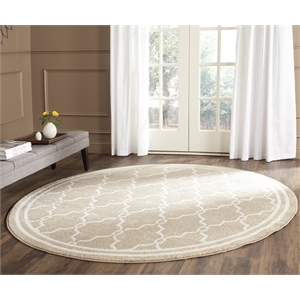 Safavieh Amherst 5' Round Power Loomed Rug in Wheat and Beige