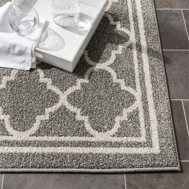 Safavieh Amherst 12' X 18' Power Loomed Rug in Dark Gray and Beige