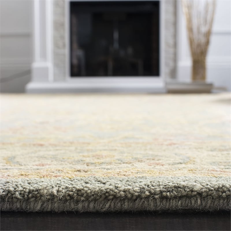 Safavieh Antiquity 12' X 18' Hand Tufted Wool Rug in Blue and Ivory