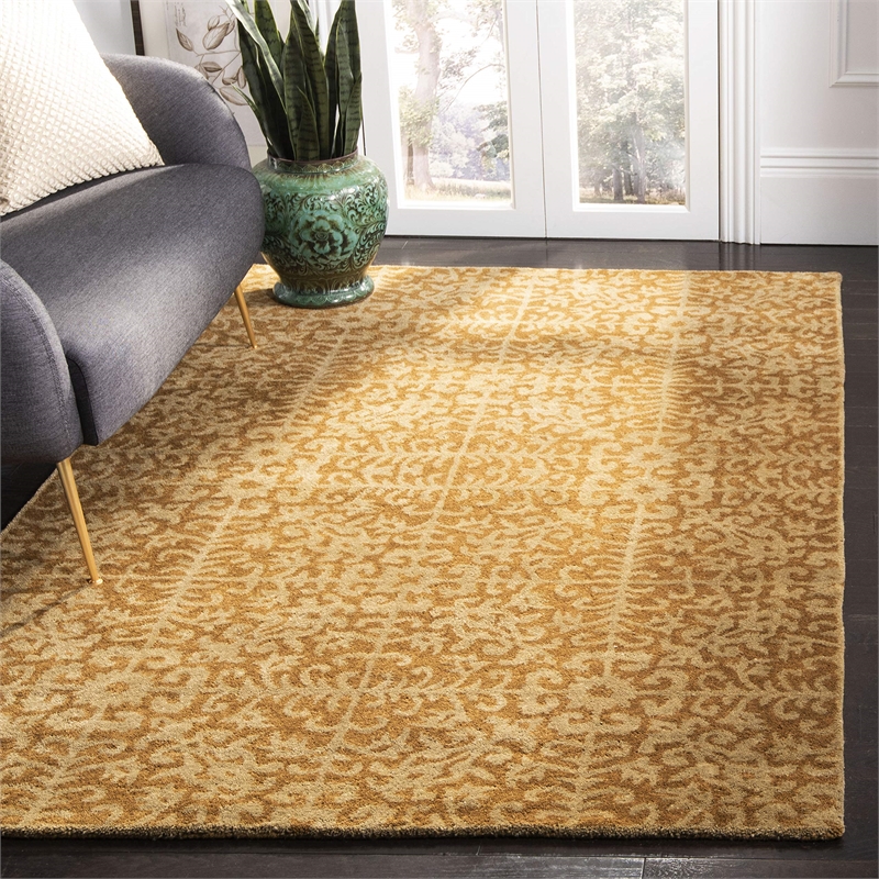 Safavieh Antiquity 11' X 17' Hand Tufted Wool Rug in Gold and Beige