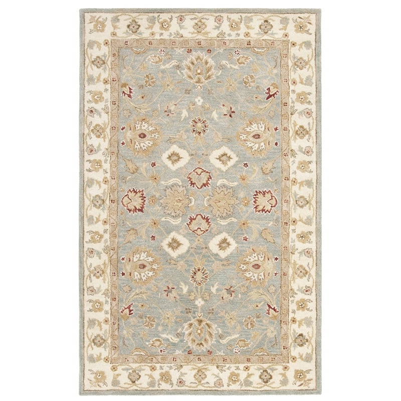 Safavieh Antiquity 4' X 6' Hand Tufted Wool Rug in Gray Blue and Beige