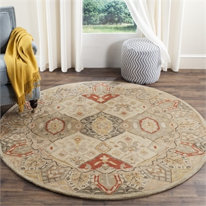 Safavieh Antiquity 4'6&quot X 6'6&quot Oval Hand Tufted Wool Rug in Beige