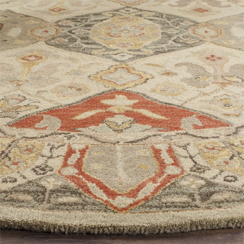 Safavieh Antiquity 6' Round Hand Tufted Wool Rug in Beige