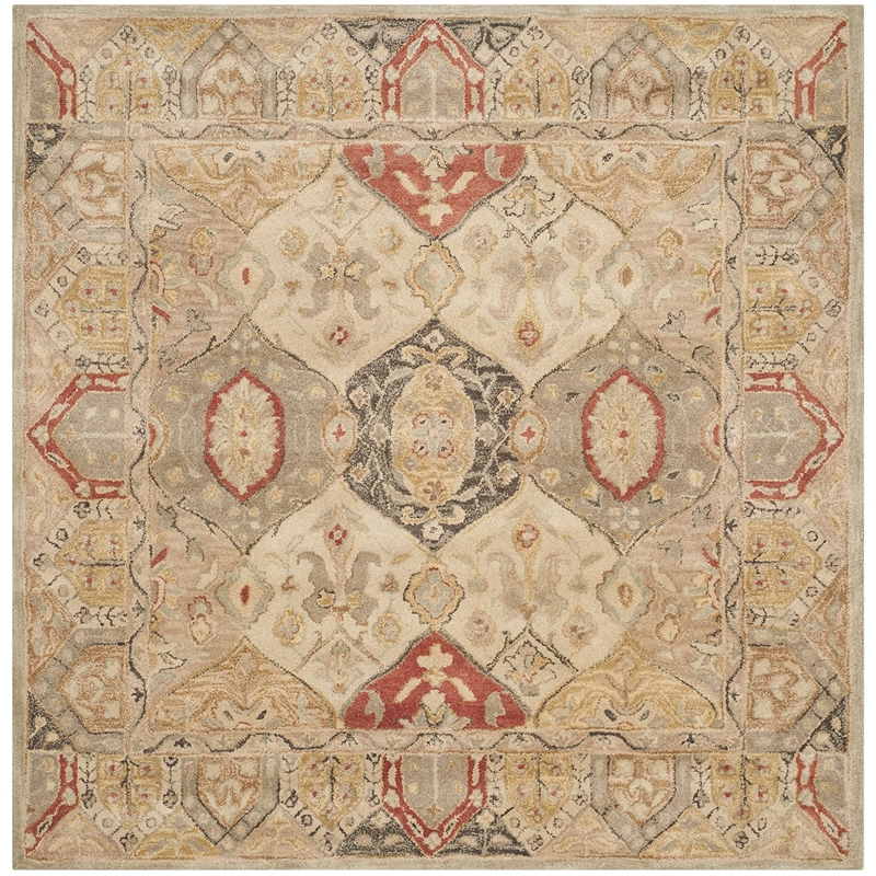 Safavieh Antiquity 6' Square Hand Tufted Wool Rug in Beige