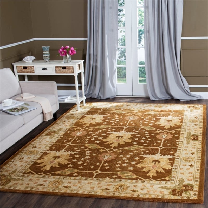 Safavieh Antiquity 3' X 5' Hand Tufted Wool Rug in Brown and Beige