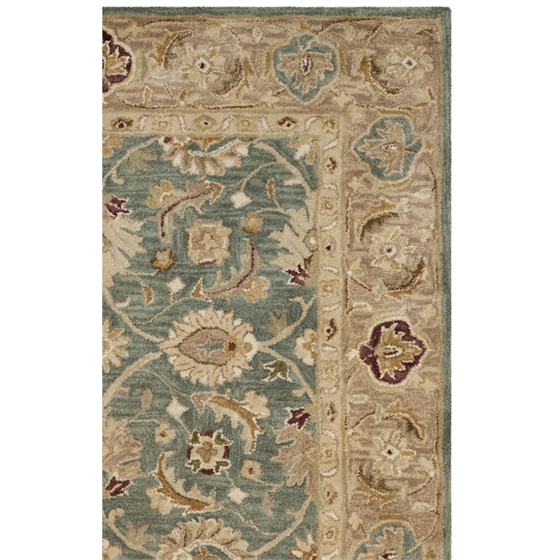 Safavieh Antiquity 3' X 5' Hand Tufted Wool Rug in Teal Blue and Taupe