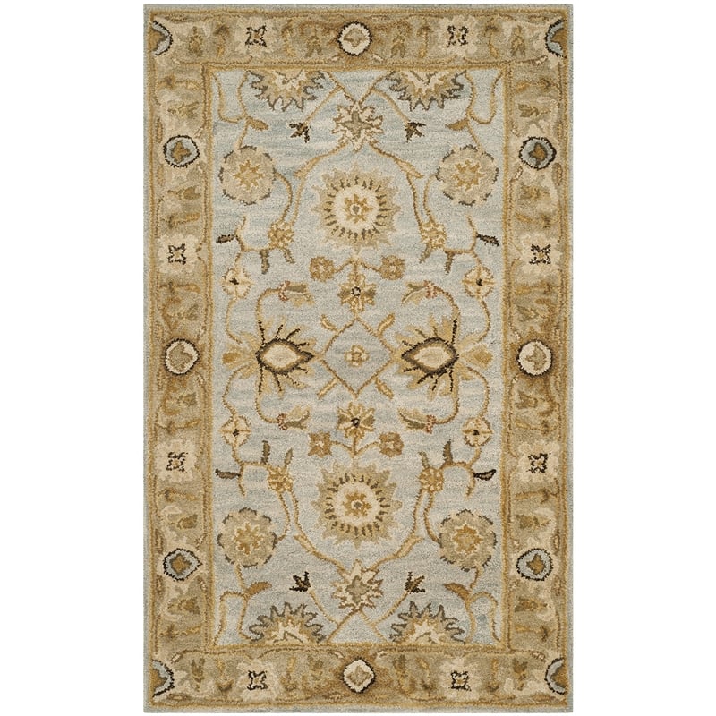 Safavieh Antiquity 4' X 6' Hand Tufted Wool Rug in Light Blue and Sage