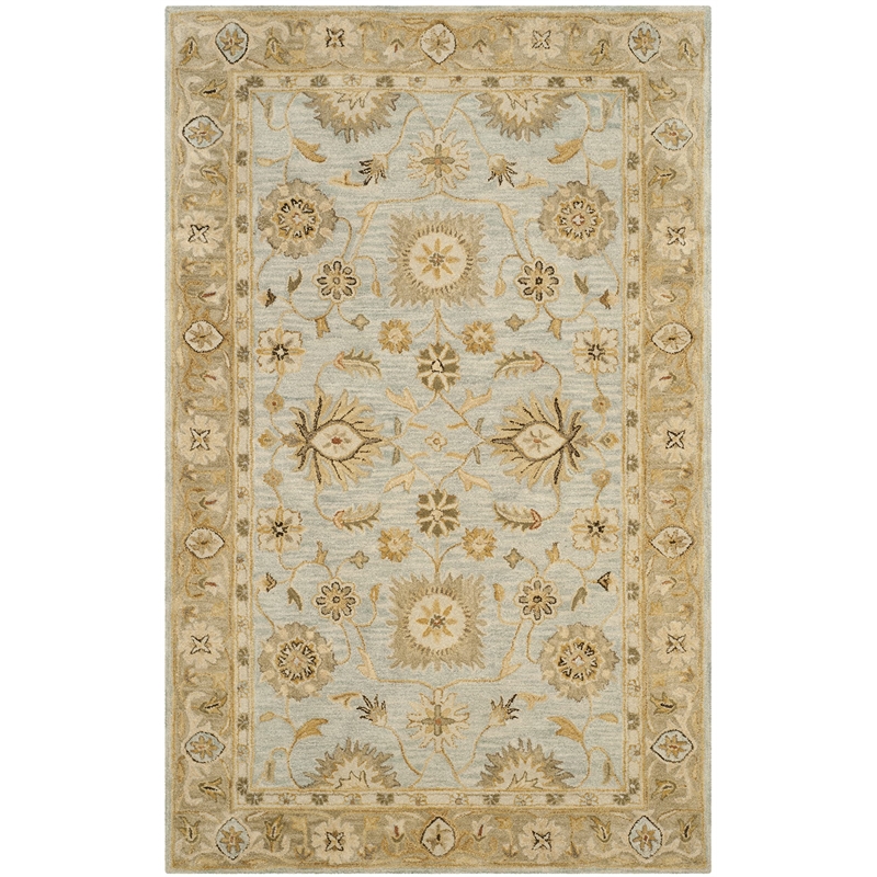 Safavieh Antiquity 5' X 8' Hand Tufted Wool Rug in Light Blue and Sage