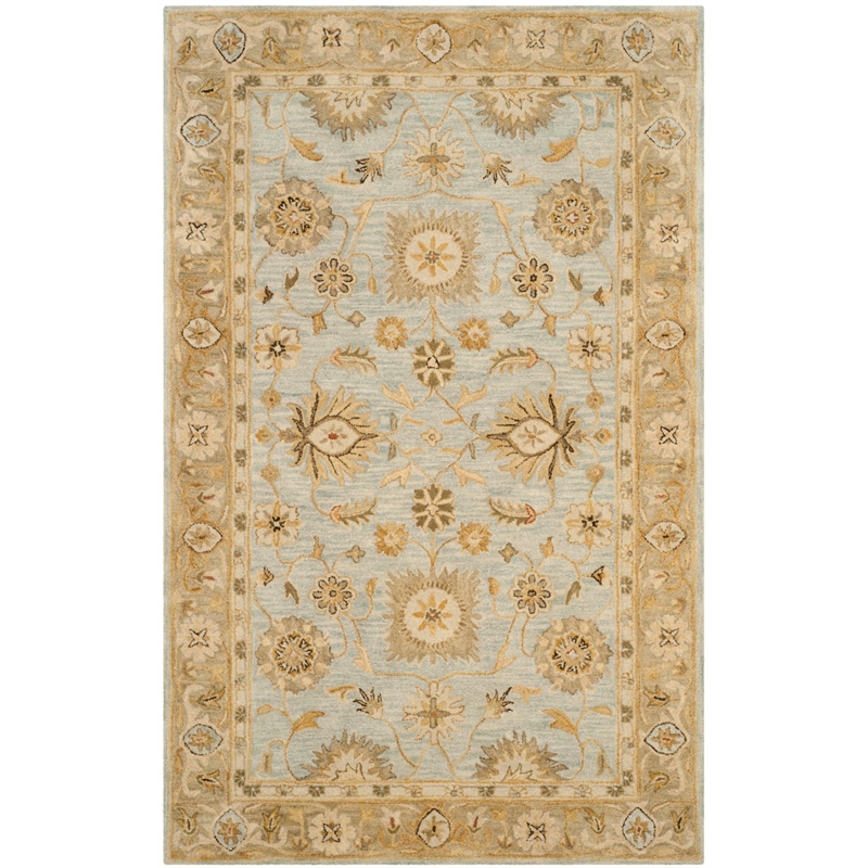 Safavieh Antiquity 6' X 9' Hand Tufted Wool Rug in Light Blue and Sage