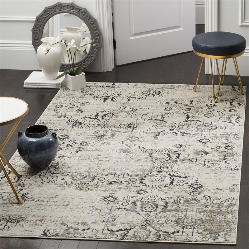 Safavieh Artifact 3' X 5' Power Loomed Rug in Charcoal and Cream