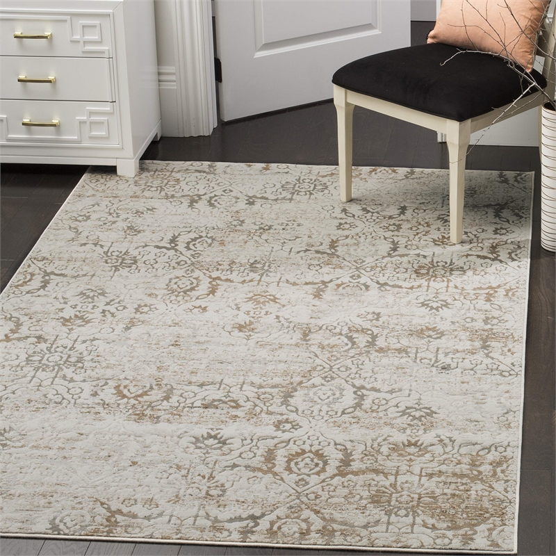 Safavieh Artifact 3' X 5' Power Loomed Rug in Gray and Cream