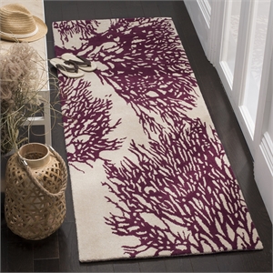 Safavieh Bella 2'3&quot X 7' Hand Tufted Wool Rug in Beige and Purple
