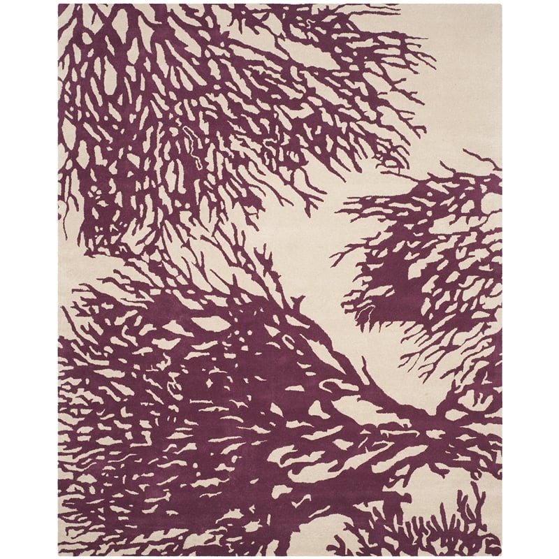 Safavieh Bella 8' X 10' Hand Tufted Wool Rug in Beige and Purple