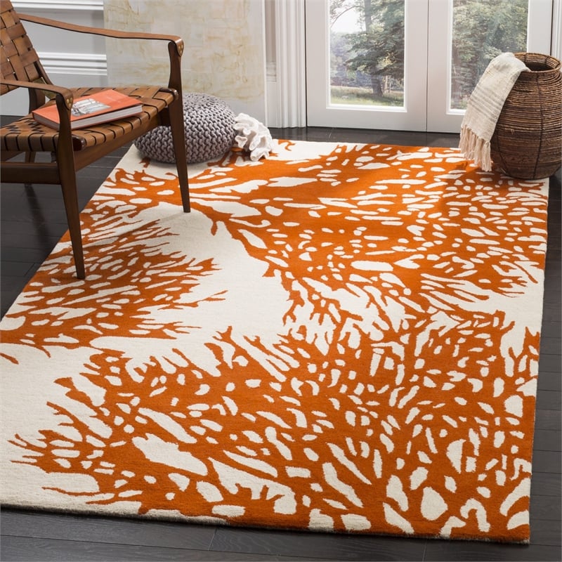 Safavieh Bella 9' X 12' Hand Tufted Wool Rug in Beige and Terracotta