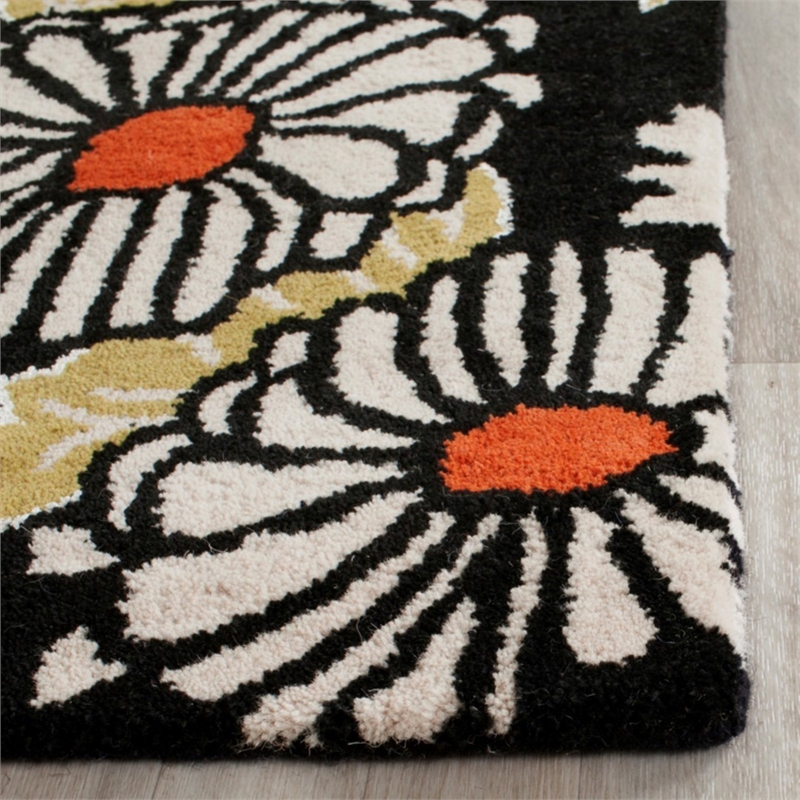 Safavieh Bella 5' Square Hand Tufted Wool Pile Rug in Black