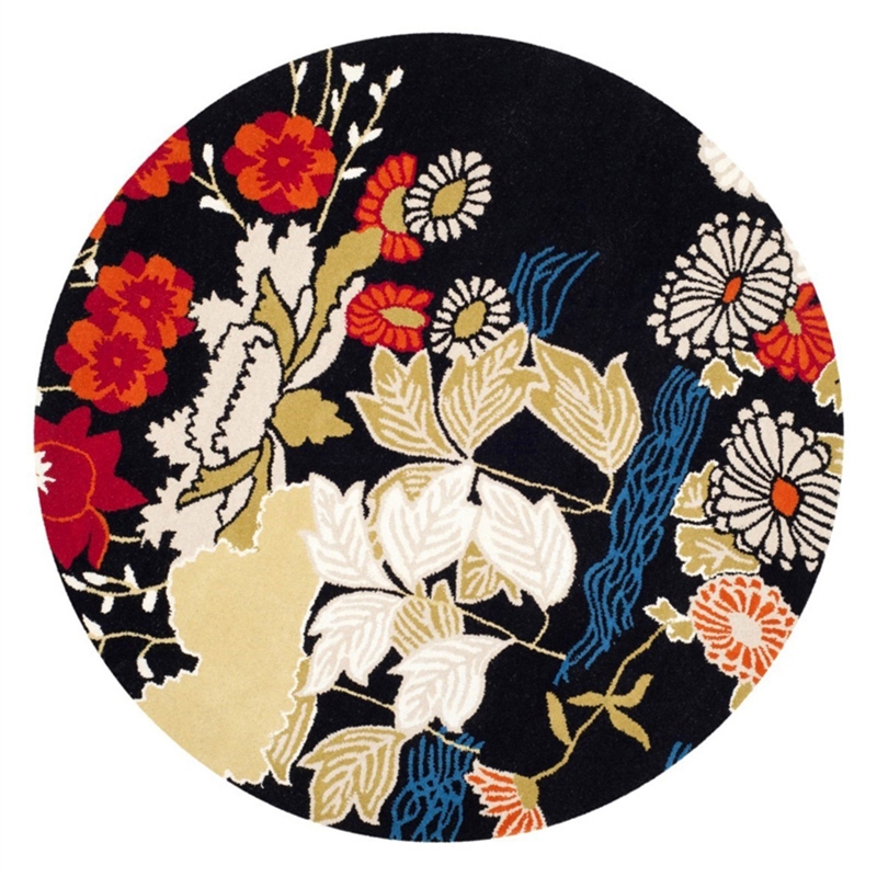 Safavieh Bella 5' Square Hand Tufted Wool Pile Rug in Black