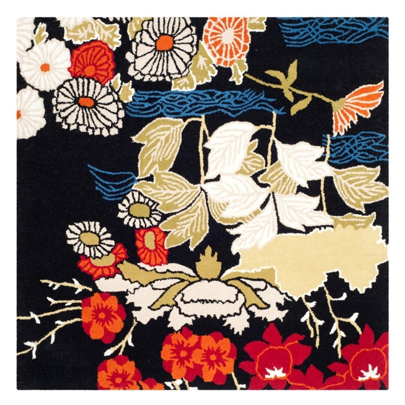 Safavieh Bella 5' Square Hand Tufted Wool Pile Rug in Black