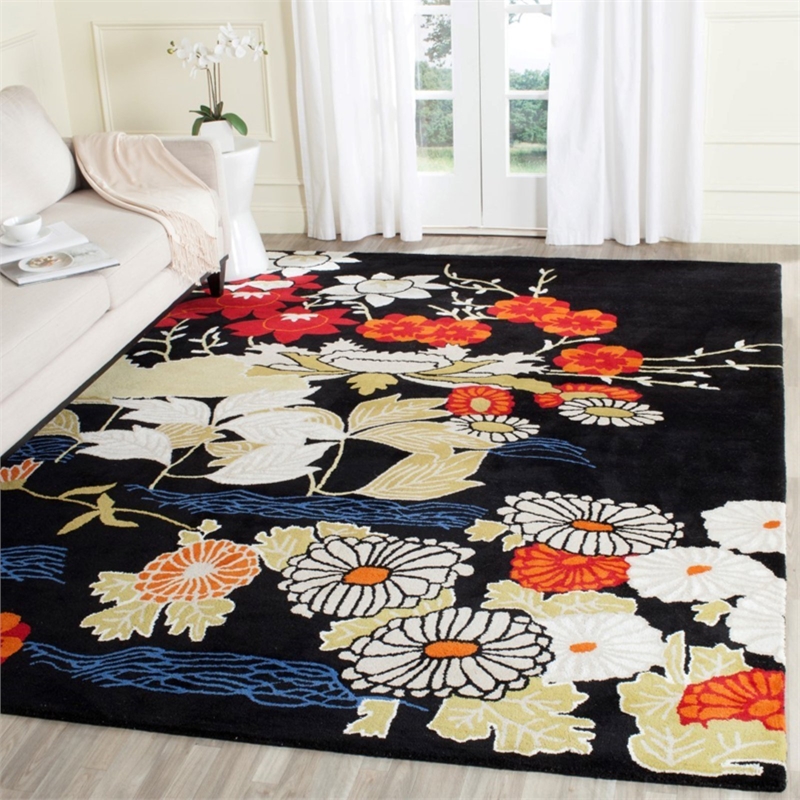 Safavieh Bella 5' Square Hand Tufted Wool Pile Rug in Black