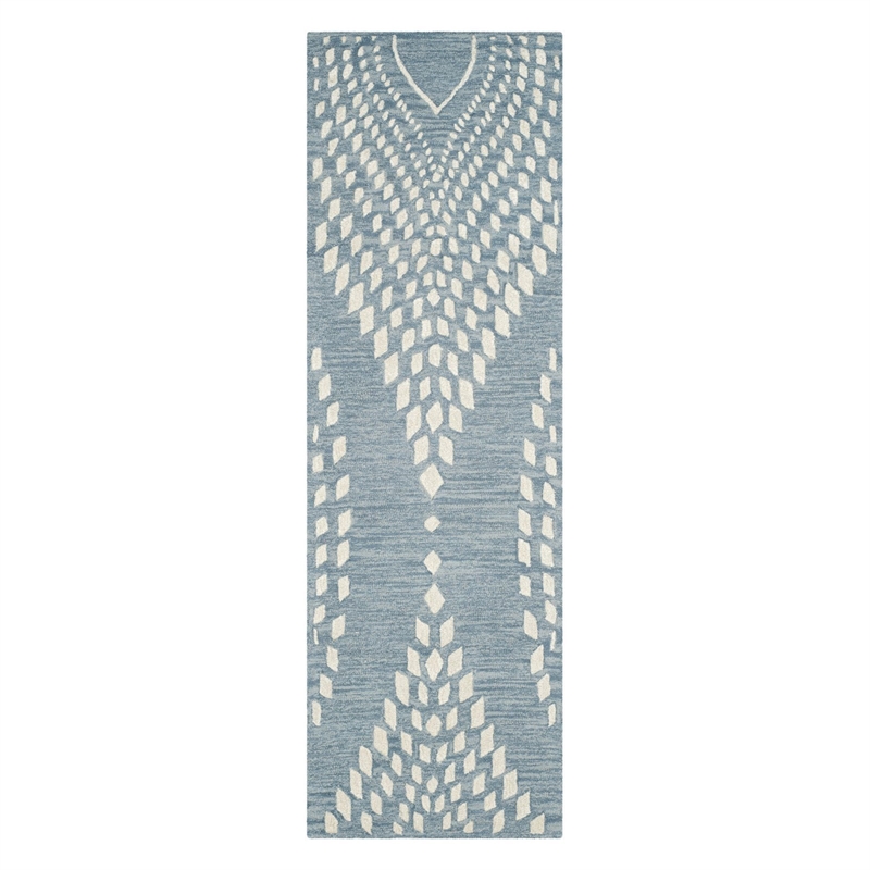 Safavieh Bella 5' Square Hand Tufted Wool Rug in Blue and Ivory
