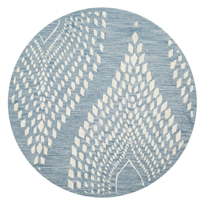 Safavieh Bella 5' Square Hand Tufted Wool Rug in Blue and Ivory