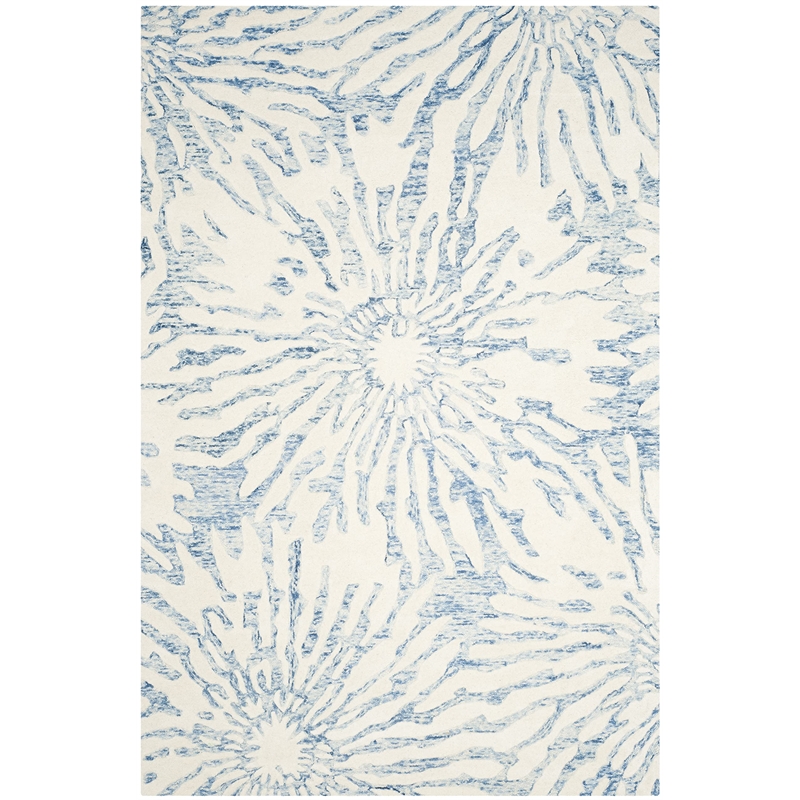Safavieh Bella 6' X 9' Hand Tufted Wool Rug in Dark Blue and Ivory