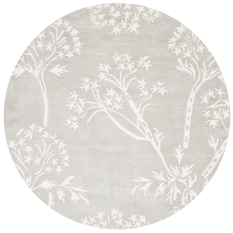 Safavieh Bella 5' Round Hand Tufted Wool Rug in Gray and Ivory