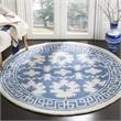 Safavieh Bella 5' Round Hand Tufted Wool Rug in Blue and Ivory