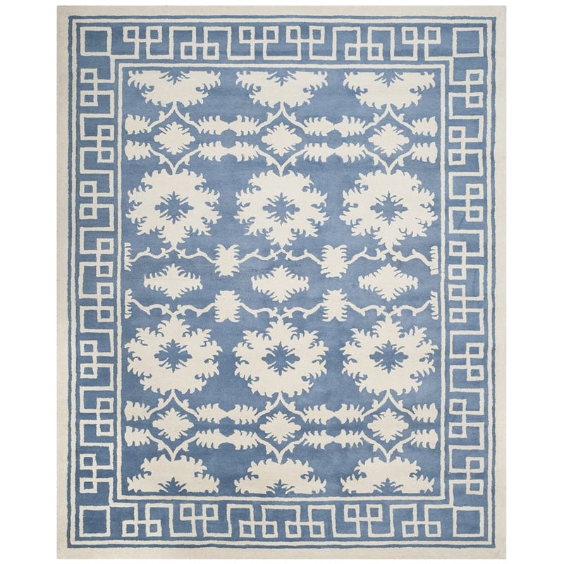 Safavieh Bella 8' X 10' Hand Tufted Wool Pile Rug in Blue and Ivory
